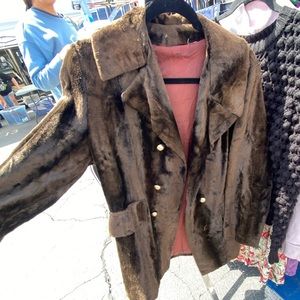 Brown velvet vintage pea coat